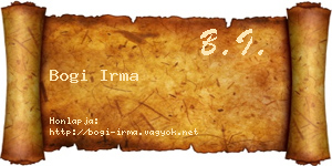 Bogi Irma névjegykártya